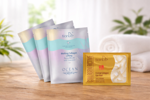 Kolagenová liftingová sada na obličej a oči – 3× pleťová maska + 2× oční maska zdarma